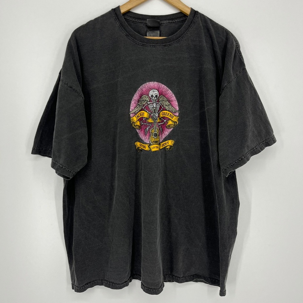 Jackie Greene Giving Up the Ghost Band T-Shirt Mens 2XL‎ Faded Black Graphic Tee